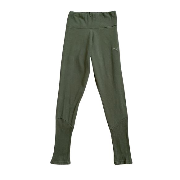 PUMA Womens Size Small Cropped Green Work Out Athletic Yoga Leggings Pants - Picture 1 of 6